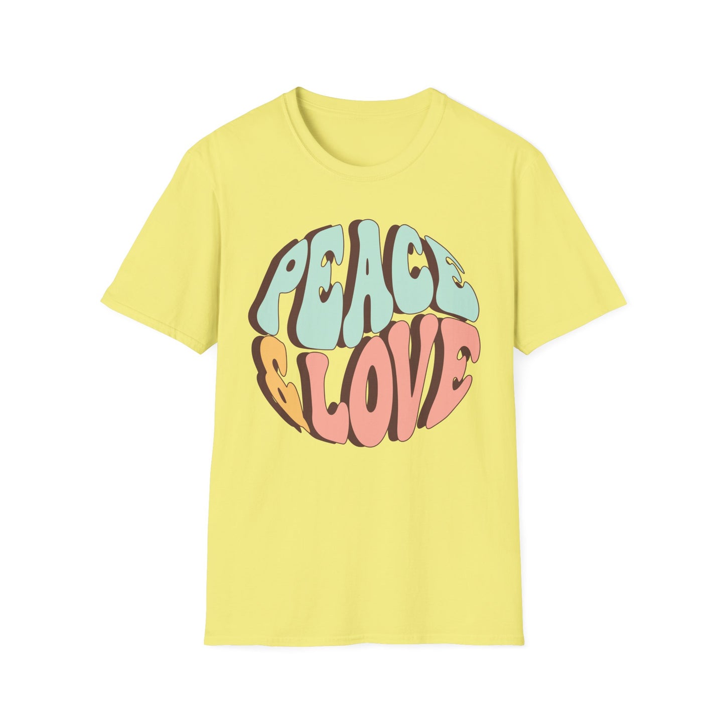 Peace & Love Unisex Softstyle T-Shirt - Retro Vibe for Casual Outings