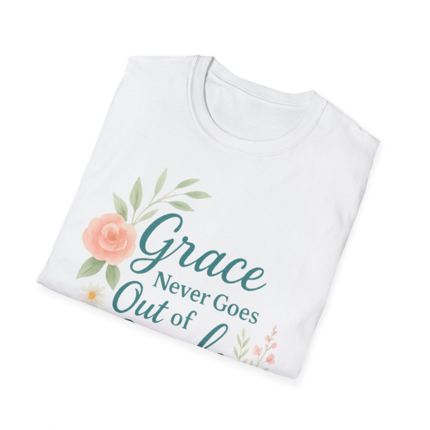 Grace Never Goes Out of Style - Floral Quote T-Shirt