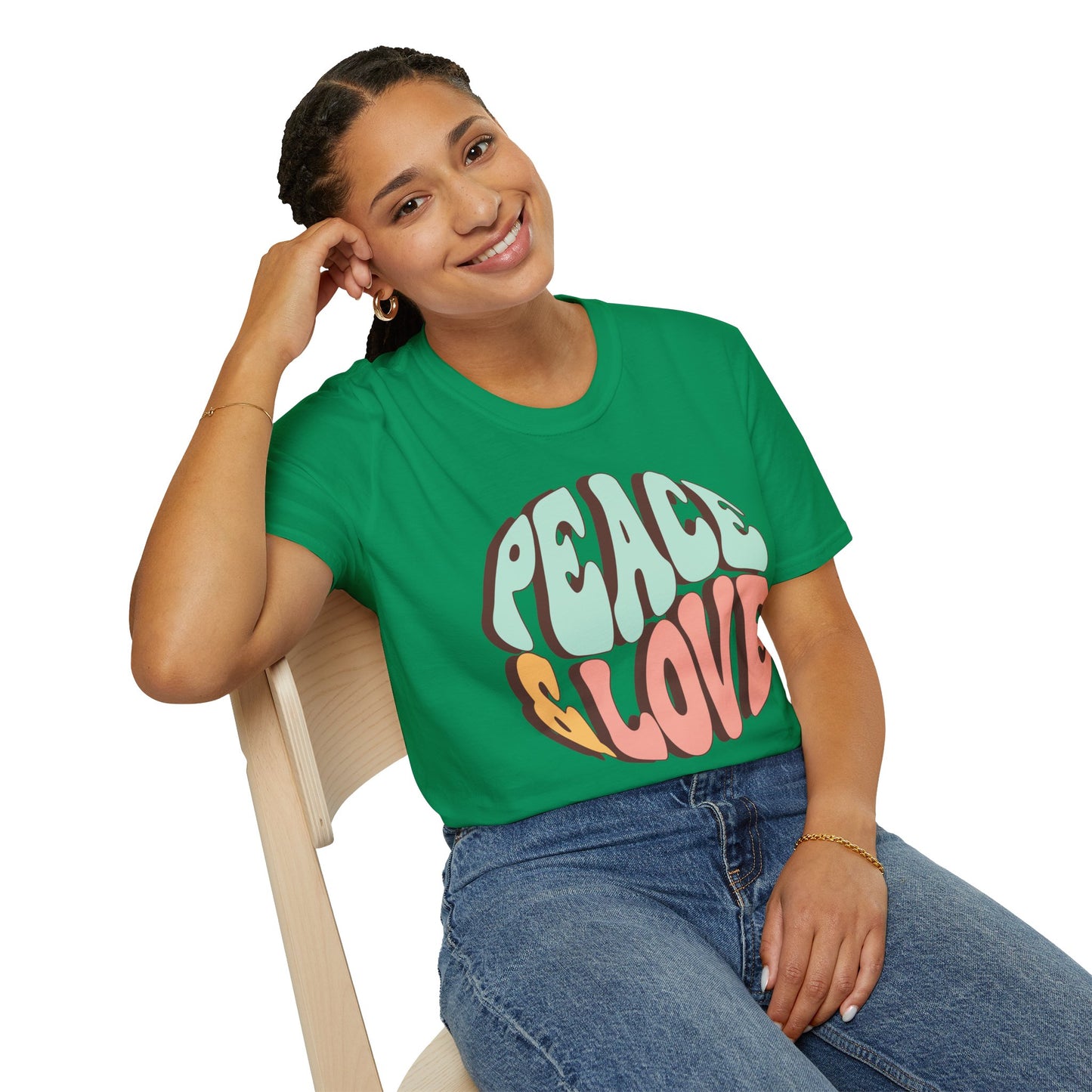 Peace & Love Unisex Softstyle T-Shirt - Retro Vibe for Casual Outings