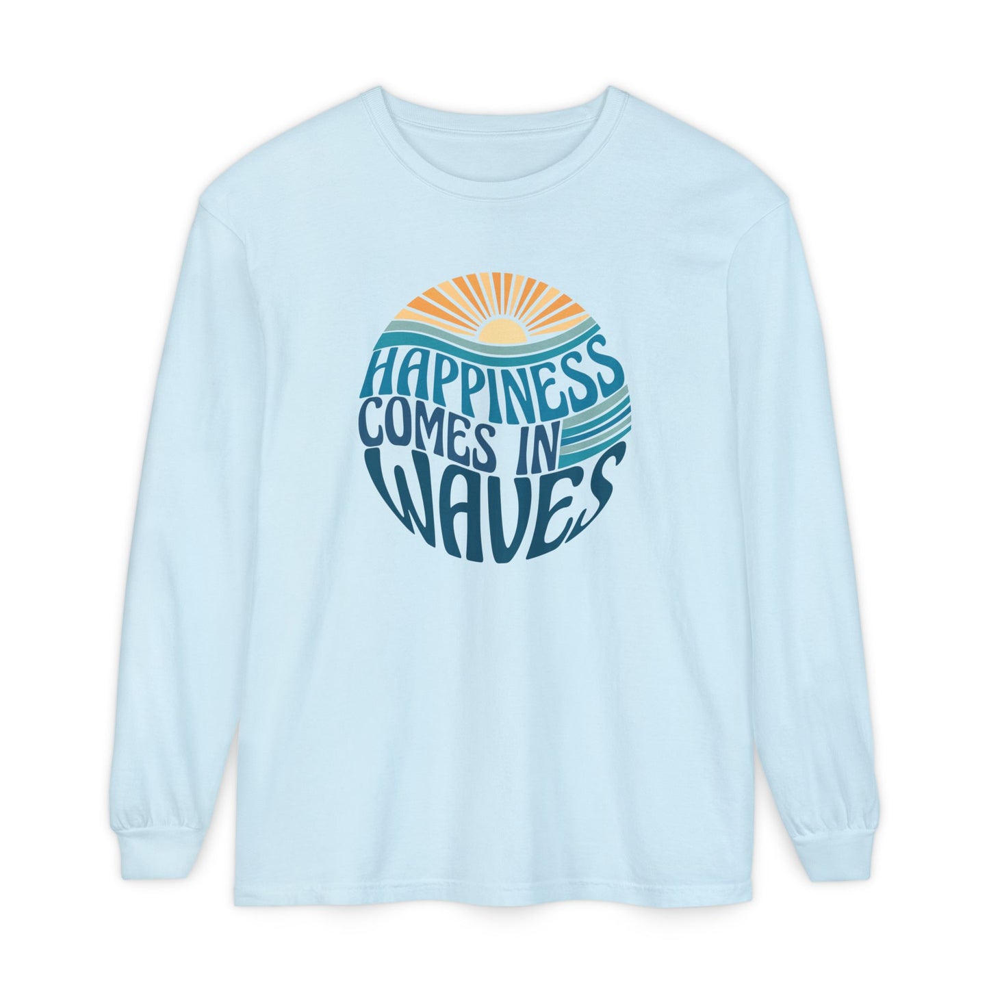 Happiness Comes in Waves Tee, Beachwear, Casual Outfit, Gift for Ocean Lovers, Summer Apparel