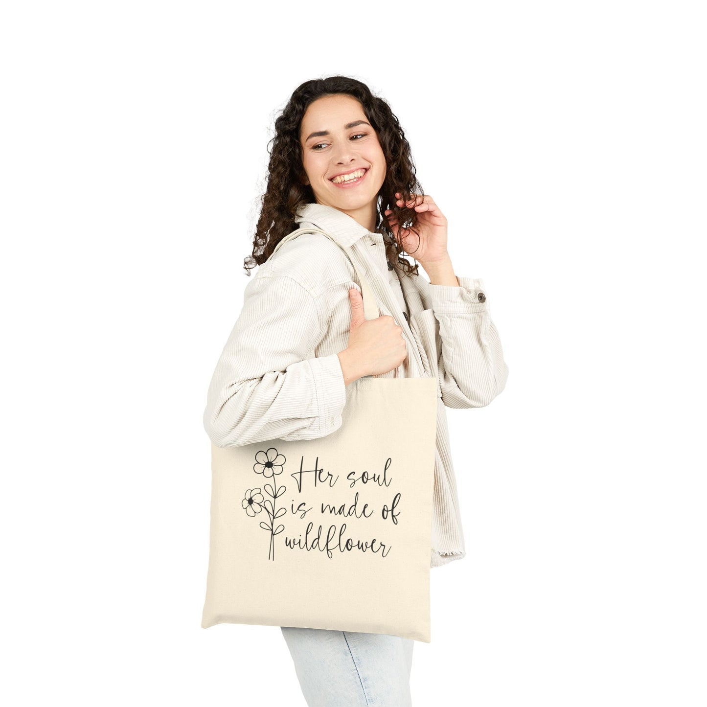 Wildflower Soul Cotton Canvas Tote Bag | Eco-Friendly Shopping Bag, Beach Tote, Gift Bag, Floral Tote, Reusable Grocery Bag