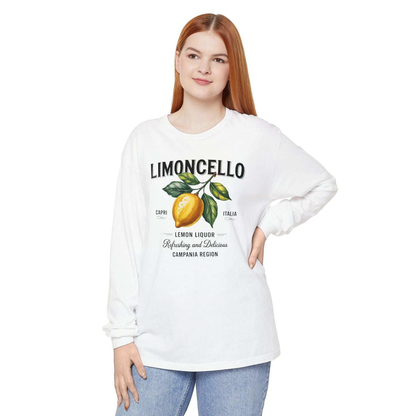 Limoncello Long Sleeve Tee, Easygoing Style, Perfect for Summer Gatherings, Gift for Lemon Lovers, Relaxed Fit T-Shirt