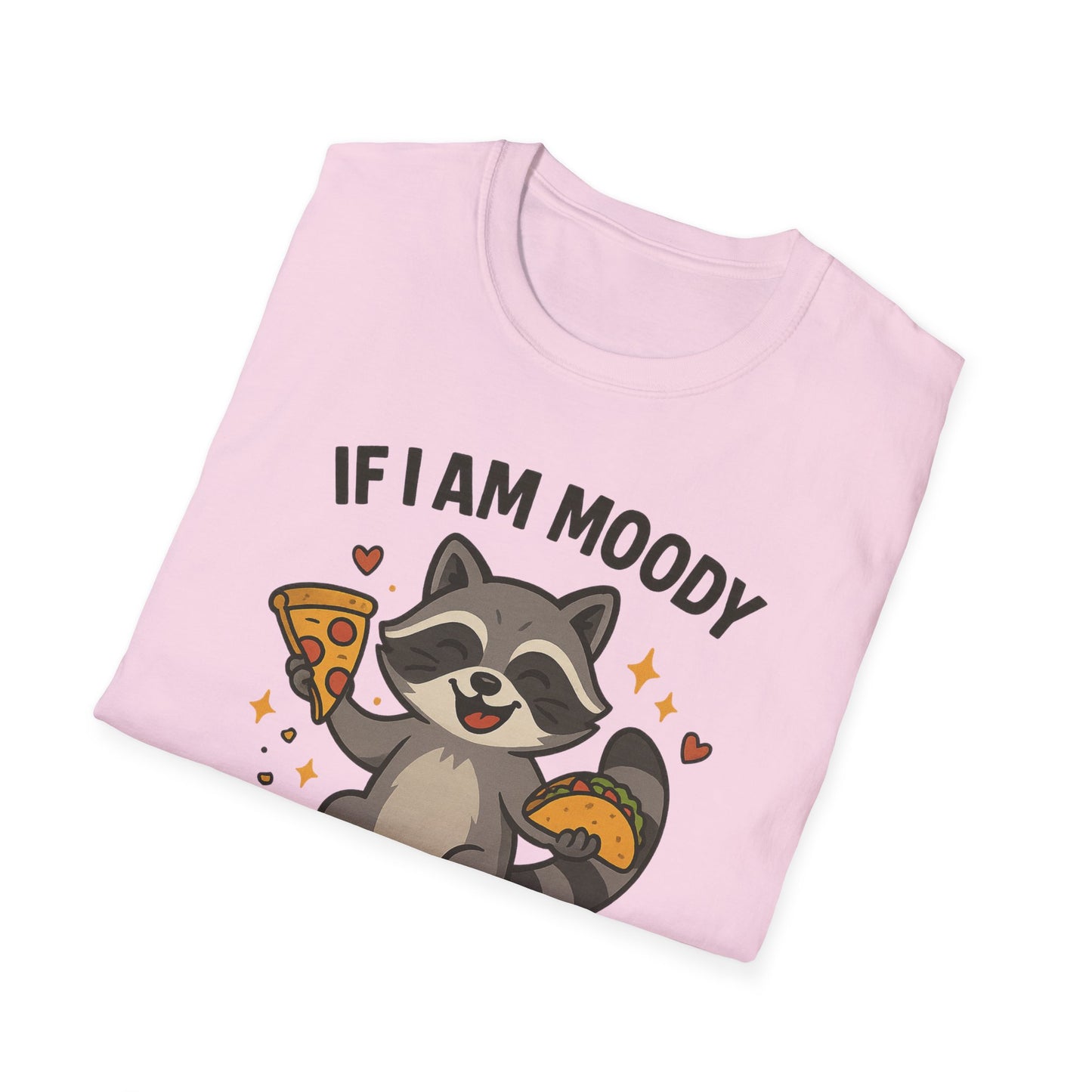 Funny Moody Raccoon T-Shirt - 'If I Am Moody Then Give Me Foody'