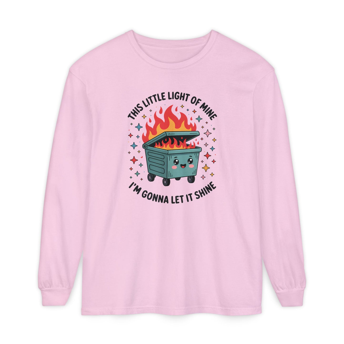 Cute Dumpster Fire Long Sleeve T-Shirt, Graphic Tee for Fun, Quirky Gift, Casual Outfit, Perfect for Summer, Lighthearted Apparel