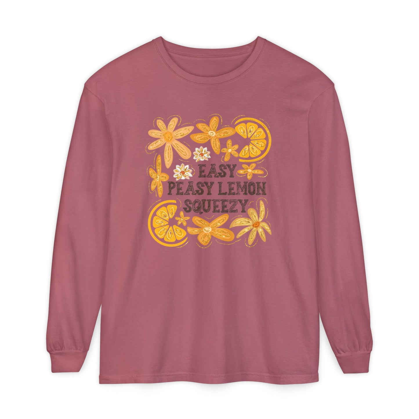 Easy Peasy Lemon Squeezy Long Sleeve T-Shirt, Unisex Apparel, Funny Graphic Tee, Gift for Citrus Lovers, Cozy Casual Wear