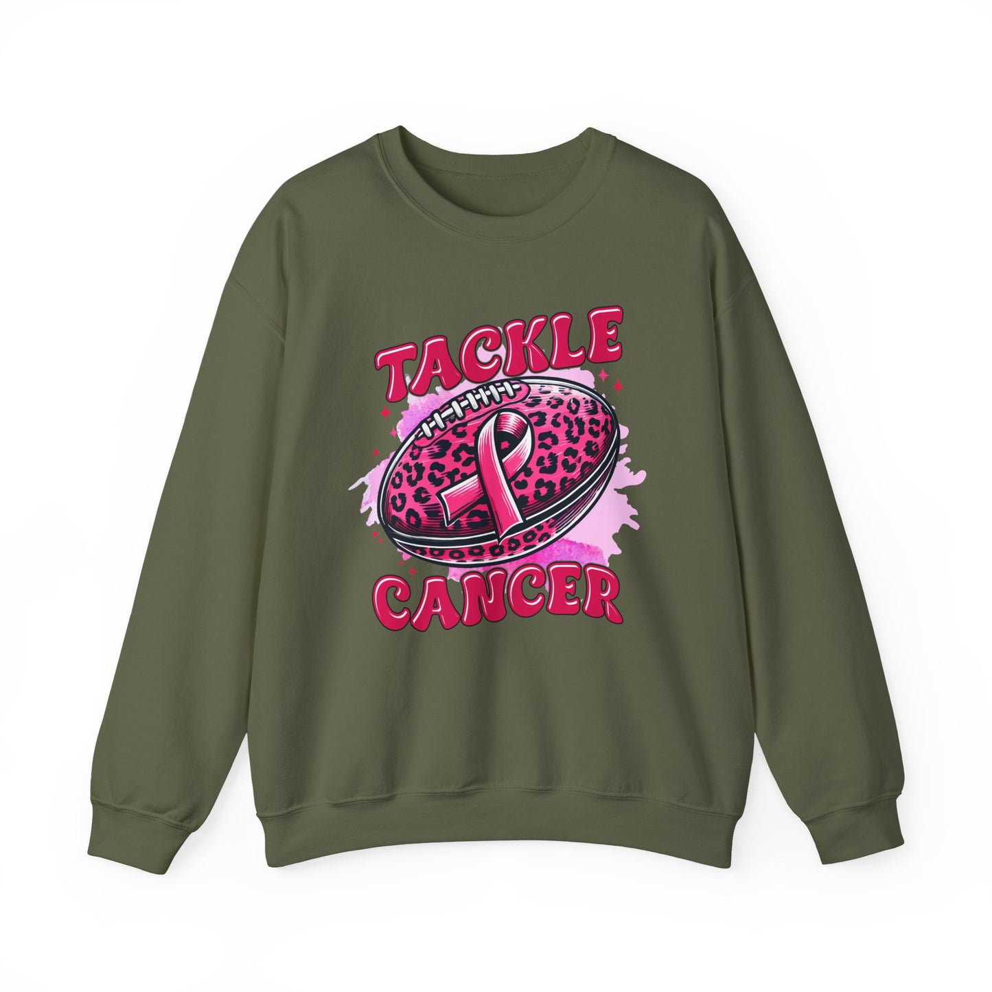 Breast Cancer Awareness Crewneck Sweatshirt | Tackle Cancer Apparel, Football Fan Wear, Pink Ribbon
