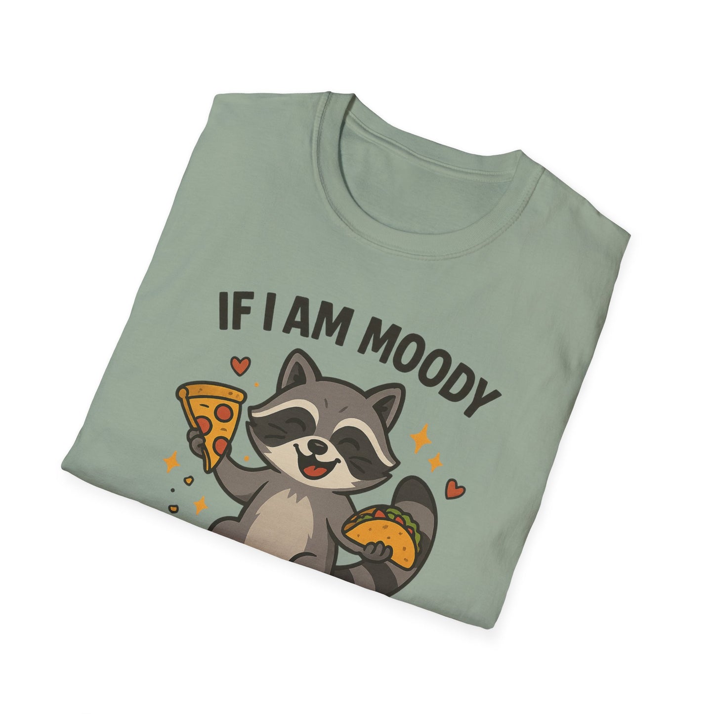 Funny Moody Raccoon T-Shirt - 'If I Am Moody Then Give Me Foody'