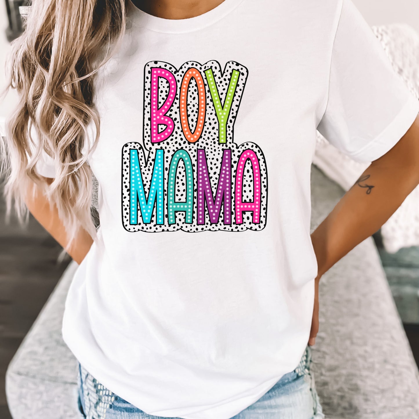 Boy Mama Colorful Graphic Tee for Moms