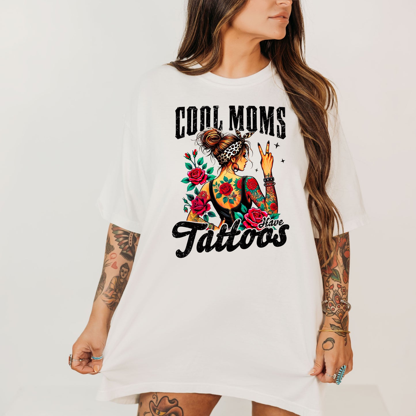 Cool Moms Tattoo Graphic T-Shirt