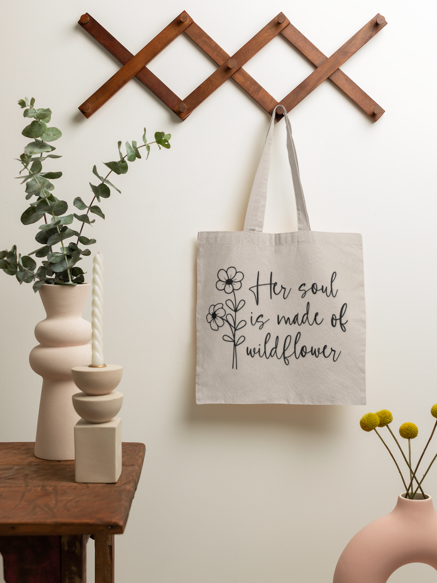 Wildflower Soul Cotton Canvas Tote Bag | Eco-Friendly Shopping Bag, Beach Tote, Gift Bag, Floral Tote, Reusable Grocery Bag