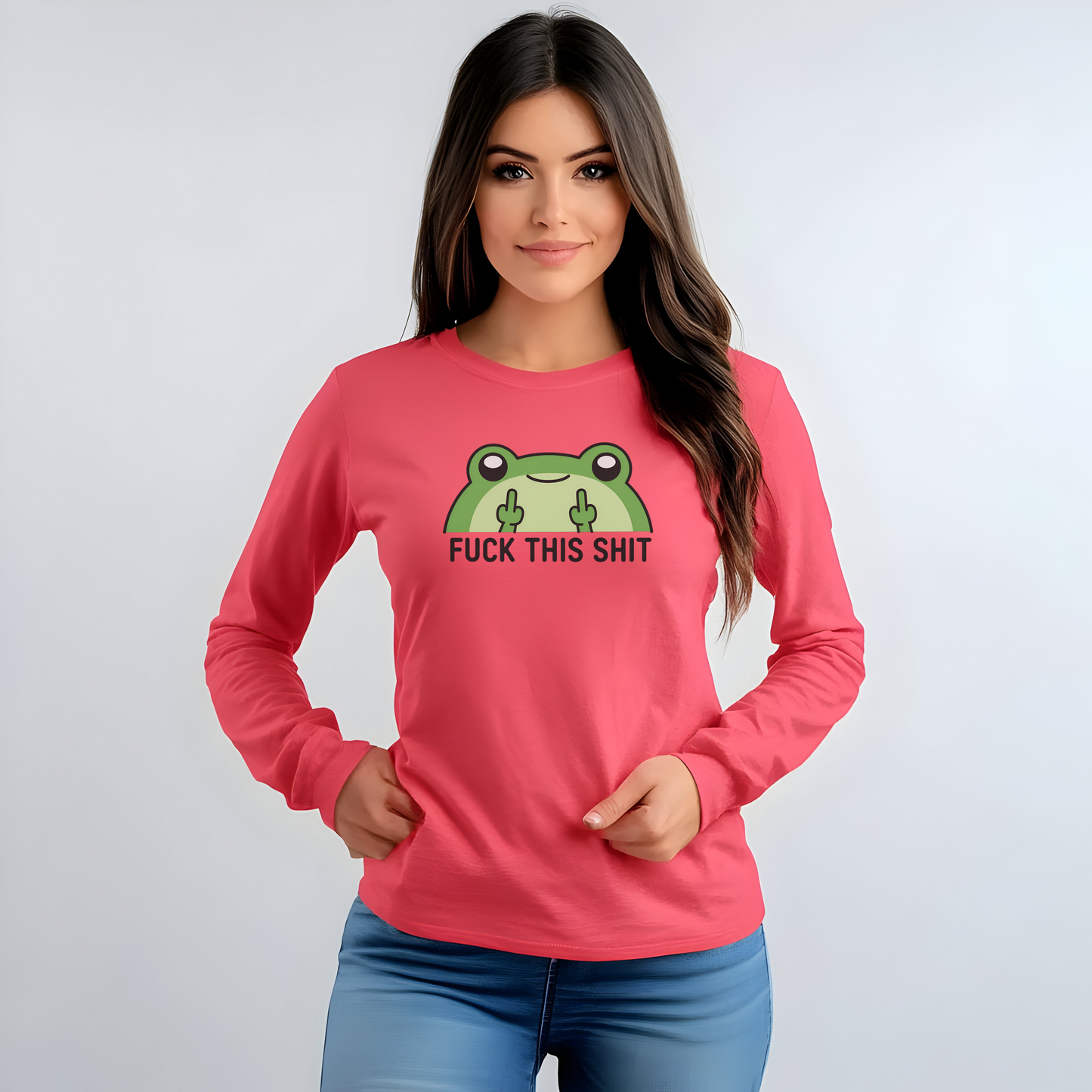 Funny Frog Graphic Long Sleeve T-Shirt, Humor Gift Shirt, Casual Everyday Wear, Unisex Tee, Birthday Gift, Sarcastic Apparel
