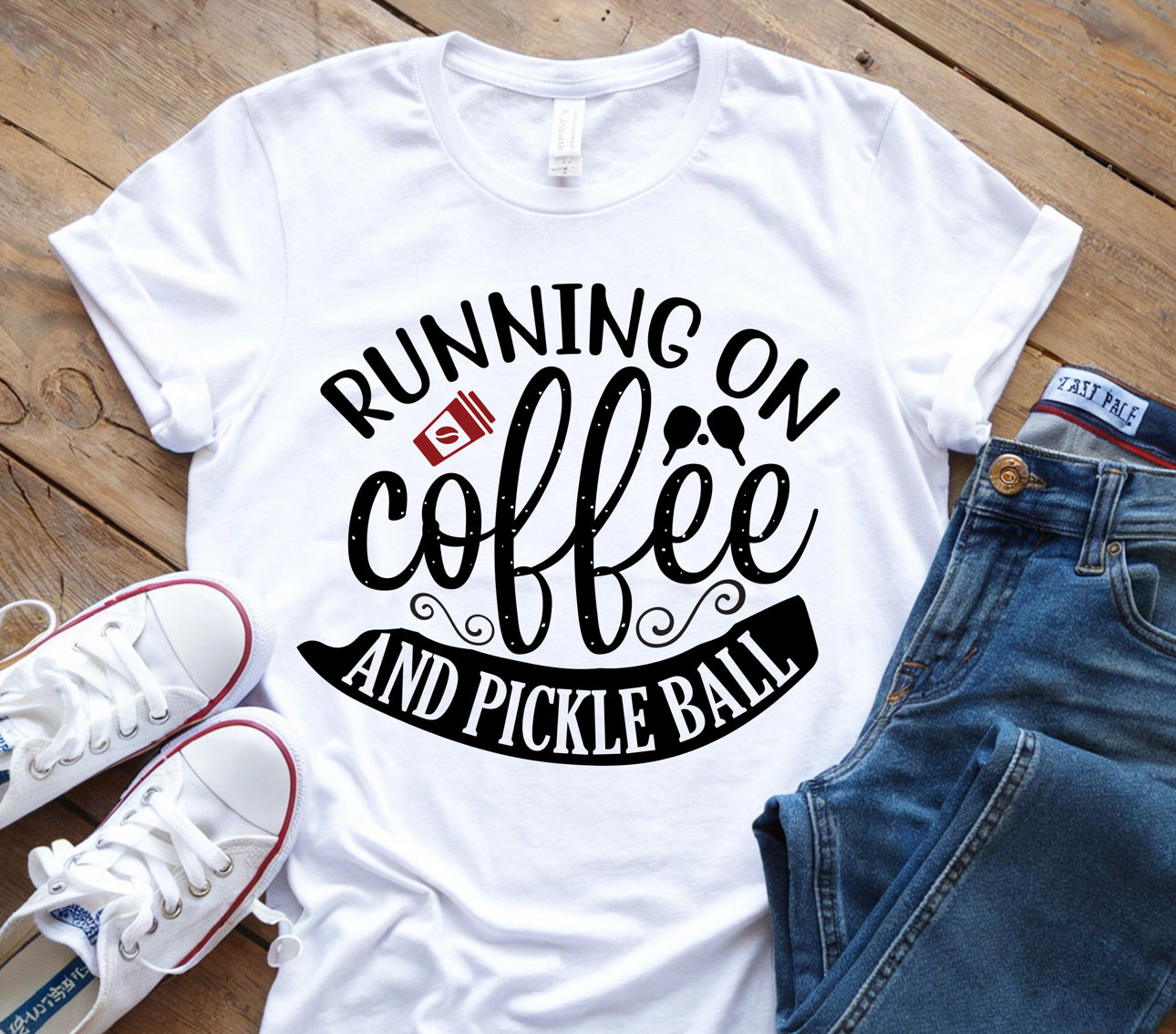 Coffee & Pickleball T-Shirt | Fun Gift for Coffee Lovers, Sports Enthusiasts, Tee for Active Lifestyles, Casual Wear, Everyday Style