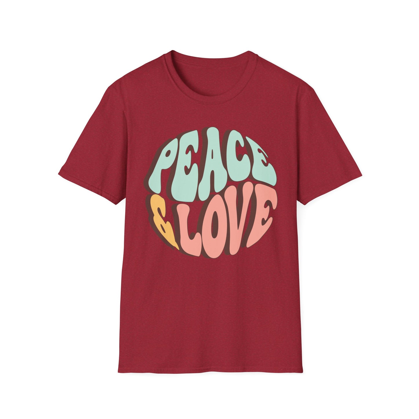Peace & Love Unisex Softstyle T-Shirt - Retro Vibe for Casual Outings