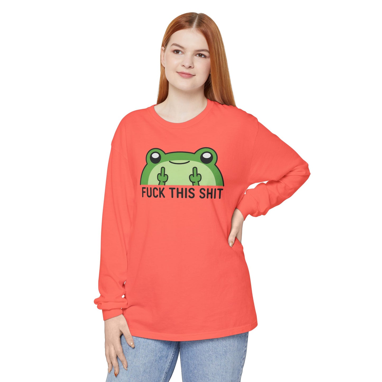 Funny Frog Graphic Long Sleeve T-Shirt, Humor Gift Shirt, Casual Everyday Wear, Unisex Tee, Birthday Gift, Sarcastic Apparel