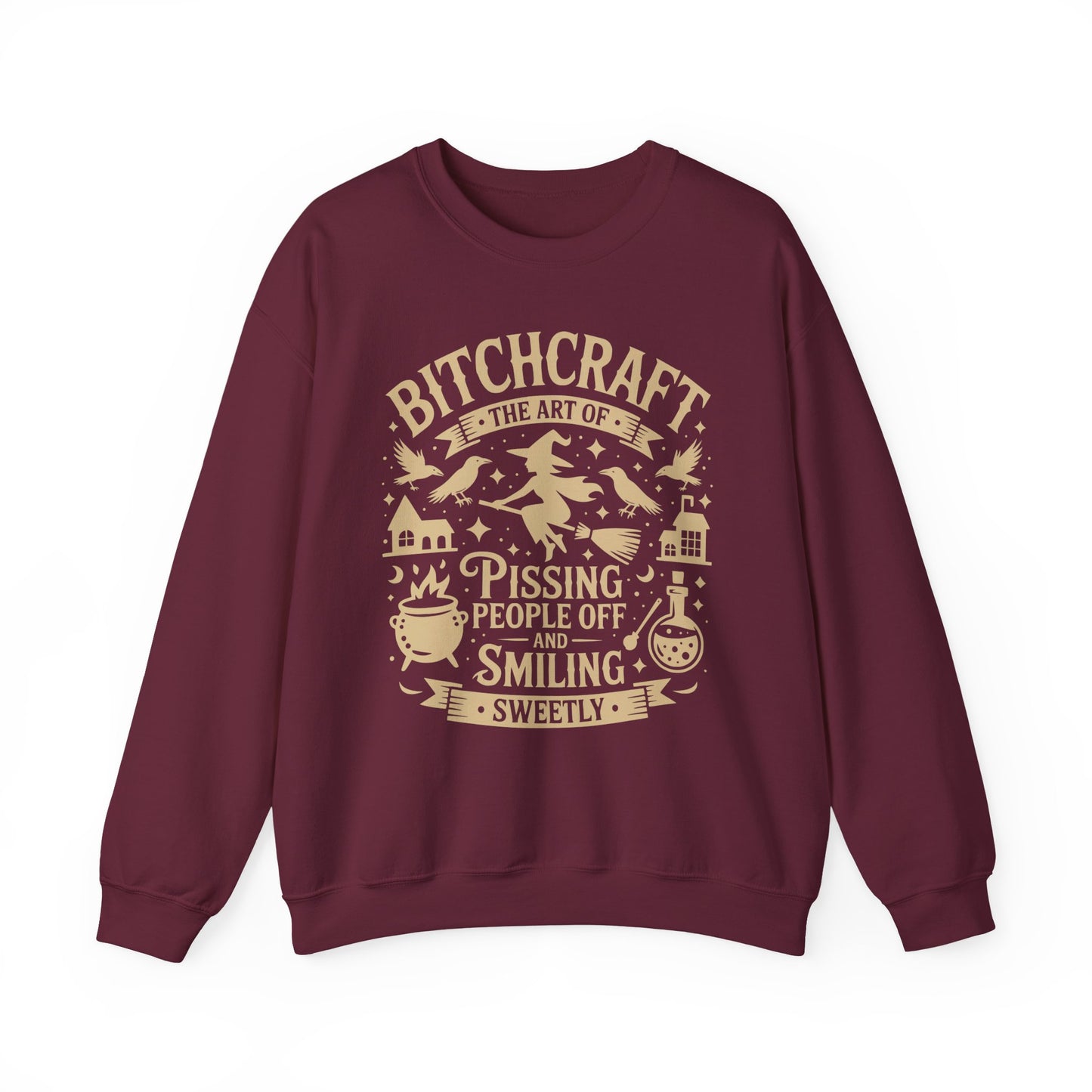 Bitchcraft Crewneck Sweatshirt, Cozy Witchy Apparel, Halloween Gift, Unisex Sweatshirt, Unique Gift for Her, Spooky Season Clothing