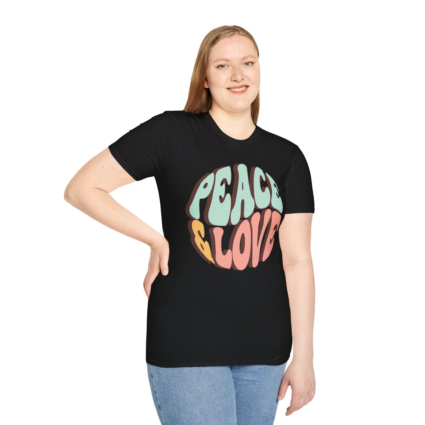 Peace & Love Unisex Softstyle T-Shirt - Retro Vibe for Casual Outings