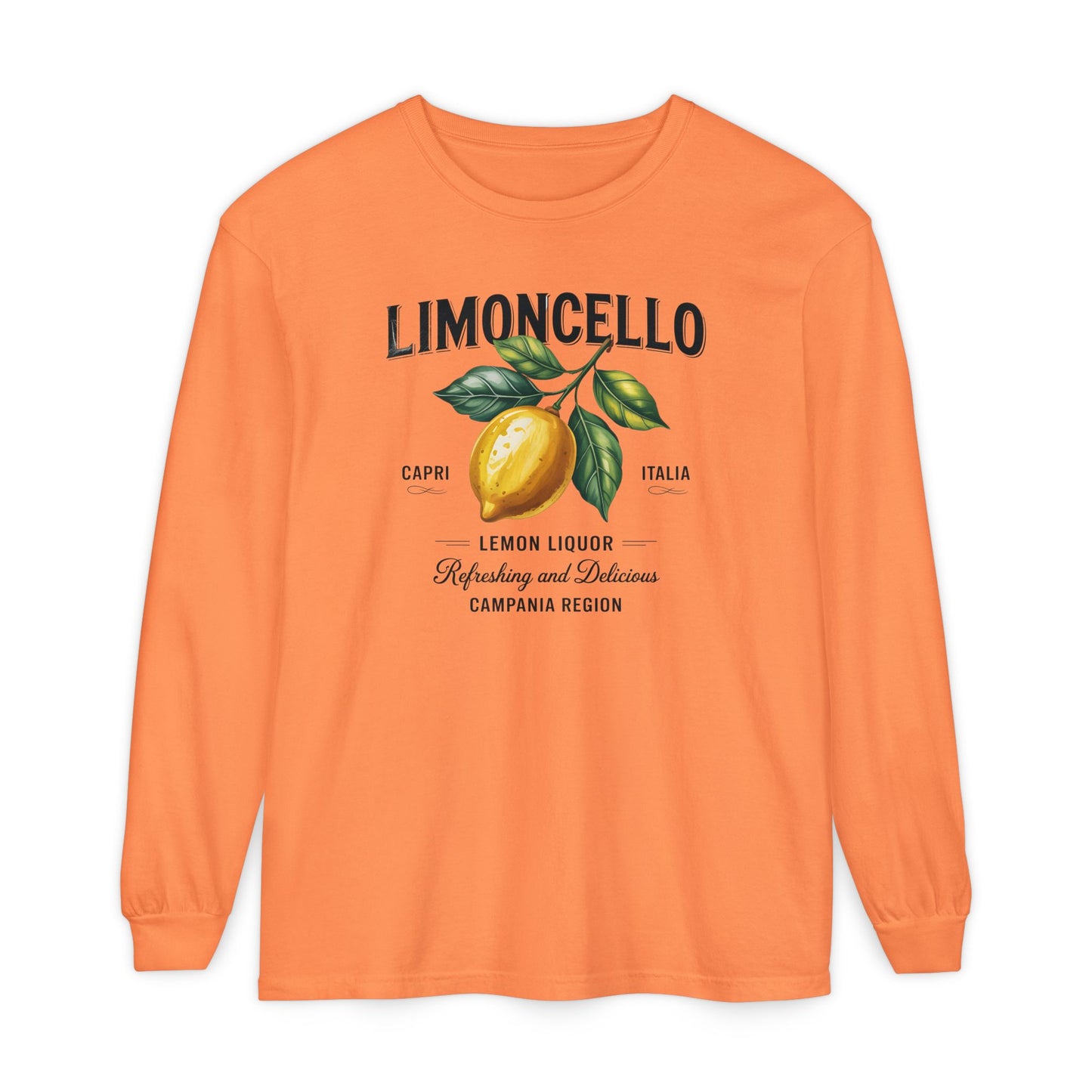 Limoncello Long Sleeve Tee, Easygoing Style, Perfect for Summer Gatherings, Gift for Lemon Lovers, Relaxed Fit T-Shirt