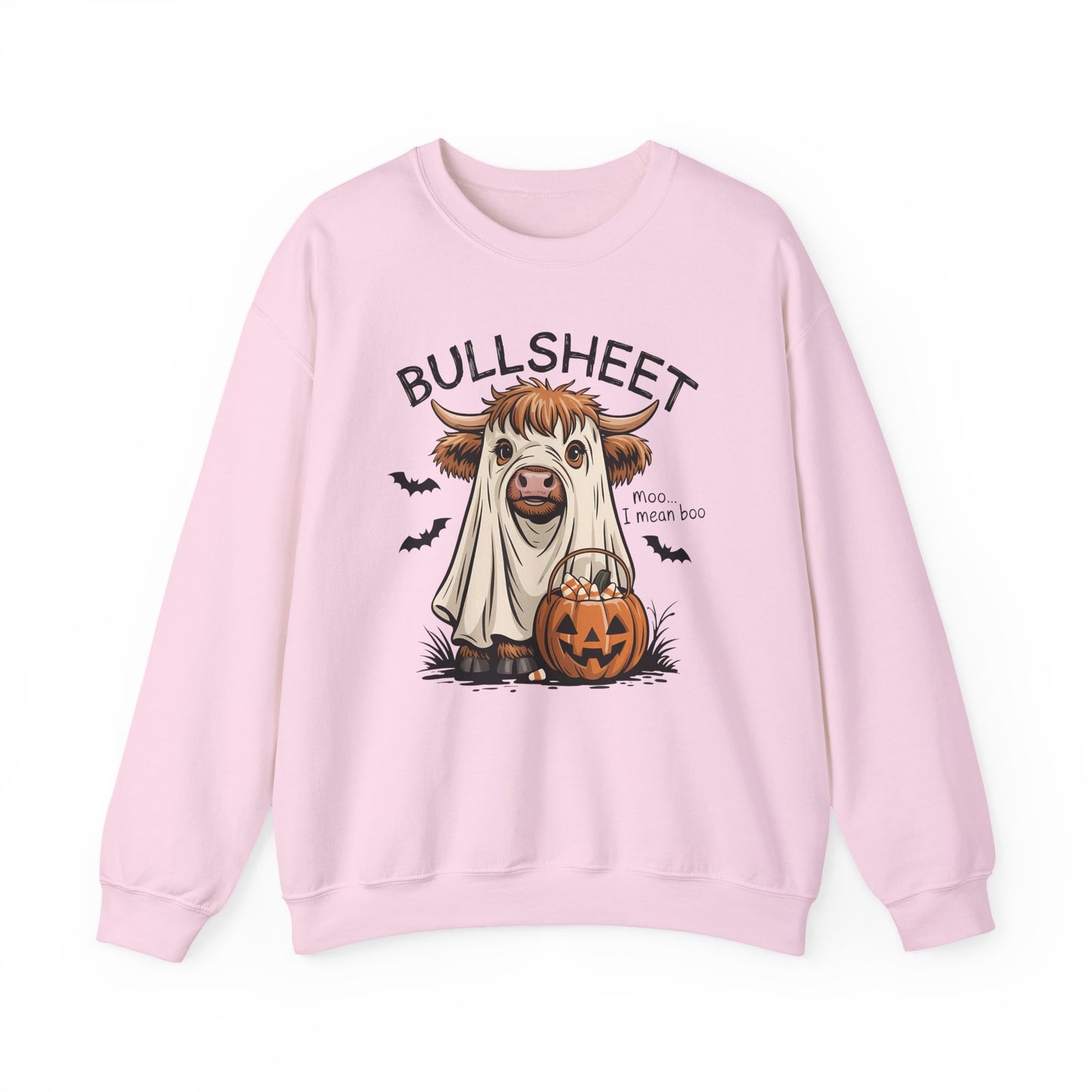 Halloween Cow Sweatshirt, Funny Ghost Cow Crewneck, Bullsheets Sweatshirt for Fall, Cozy Halloween Apparel, October Gift