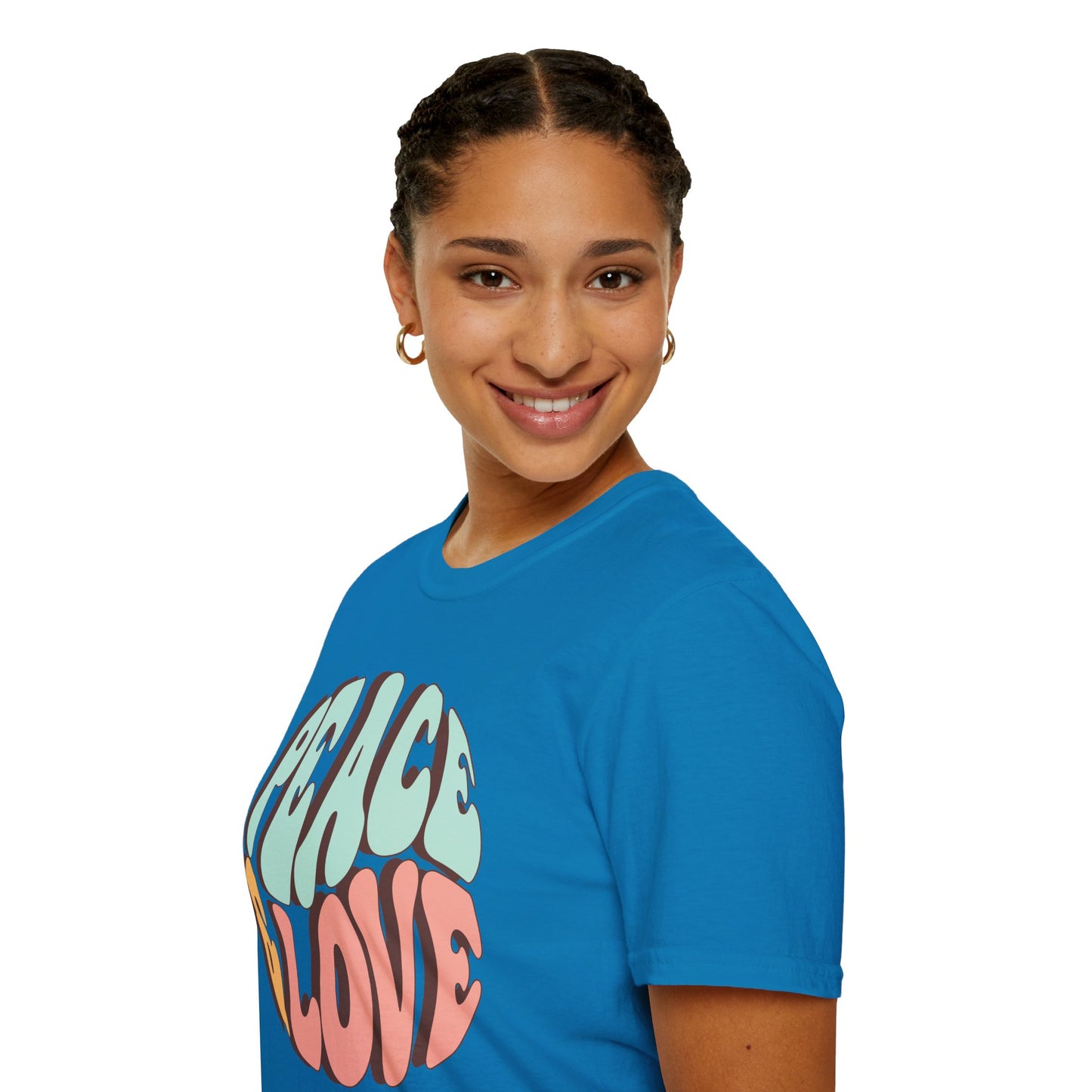 Peace & Love Unisex Softstyle T-Shirt - Retro Vibe for Casual Outings