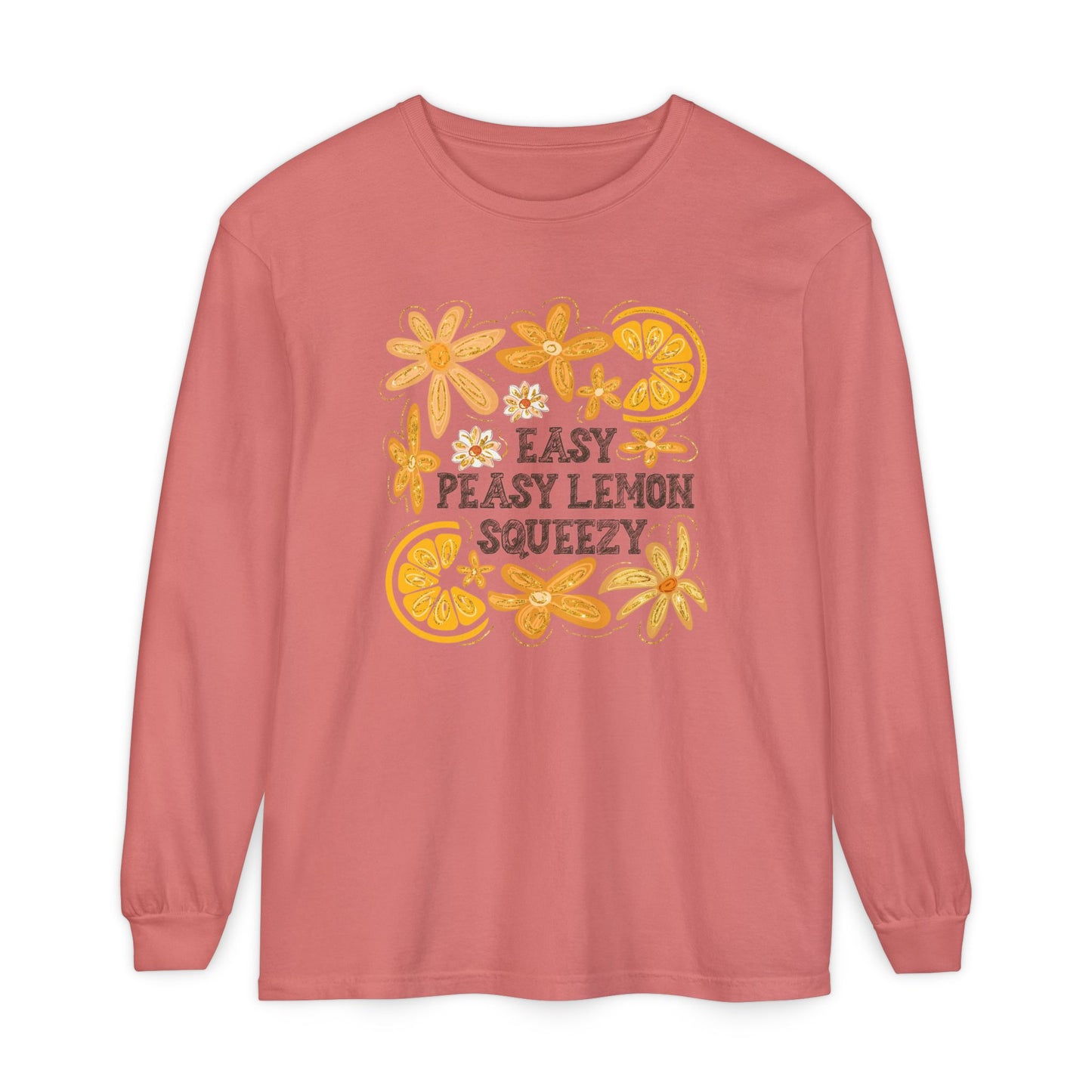 Easy Peasy Lemon Squeezy Long Sleeve T-Shirt, Unisex Apparel, Funny Graphic Tee, Gift for Citrus Lovers, Cozy Casual Wear