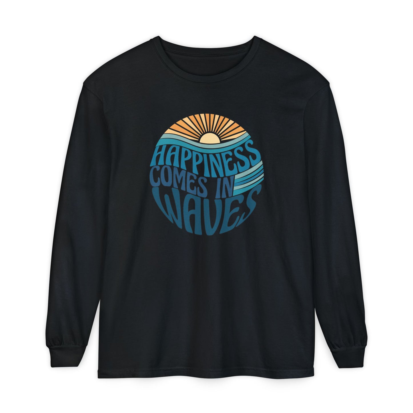 Happiness Comes in Waves Tee, Beachwear, Casual Outfit, Gift for Ocean Lovers, Summer Apparel
