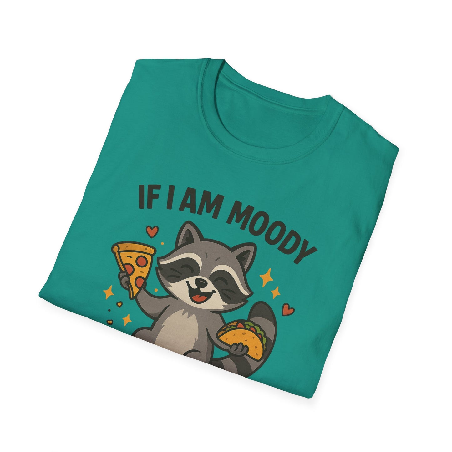 Funny Moody Raccoon T-Shirt - 'If I Am Moody Then Give Me Foody'