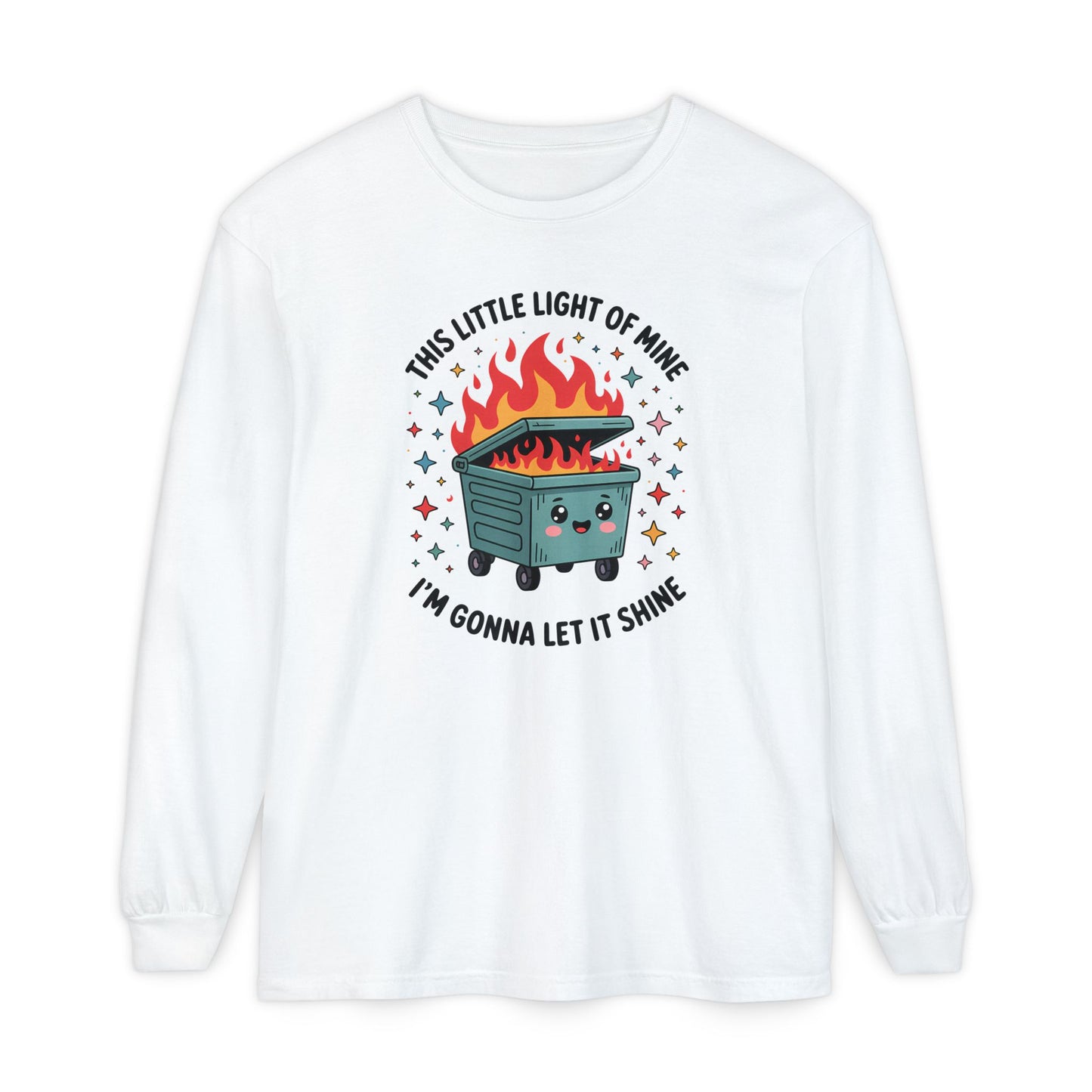 Cute Dumpster Fire Long Sleeve T-Shirt, Graphic Tee for Fun, Quirky Gift, Casual Outfit, Perfect for Summer, Lighthearted Apparel