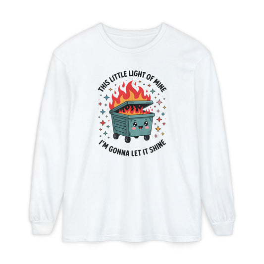 Cute Dumpster Fire Long Sleeve T-Shirt, Graphic Tee for Fun, Quirky Gift, Casual Outfit, Perfect for Summer, Lighthearted Apparel