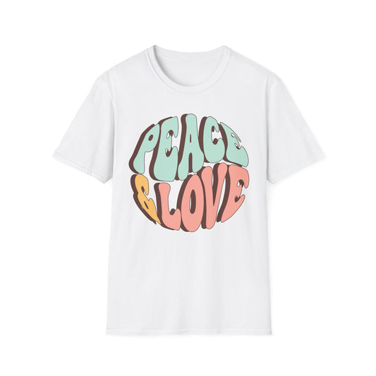 Peace & Love Unisex Softstyle T-Shirt - Retro Vibe for Casual Outings