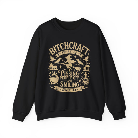 Bitchcraft Crewneck Sweatshirt, Cozy Witchy Apparel, Halloween Gift, Unisex Sweatshirt, Unique Gift for Her, Spooky Season Clothing