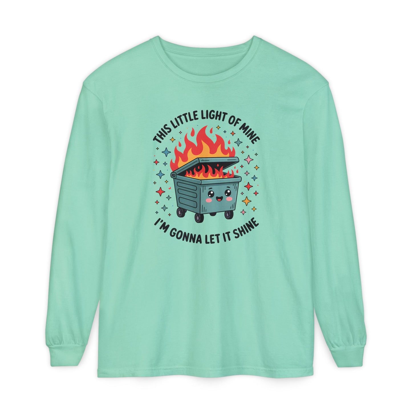 Cute Dumpster Fire Long Sleeve T-Shirt, Graphic Tee for Fun, Quirky Gift, Casual Outfit, Perfect for Summer, Lighthearted Apparel
