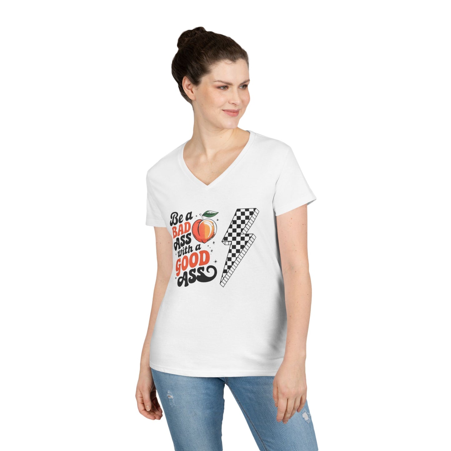 Be a Badass Ladies' V-Neck T-Shirt - Fun and Empowering Graphic Tee