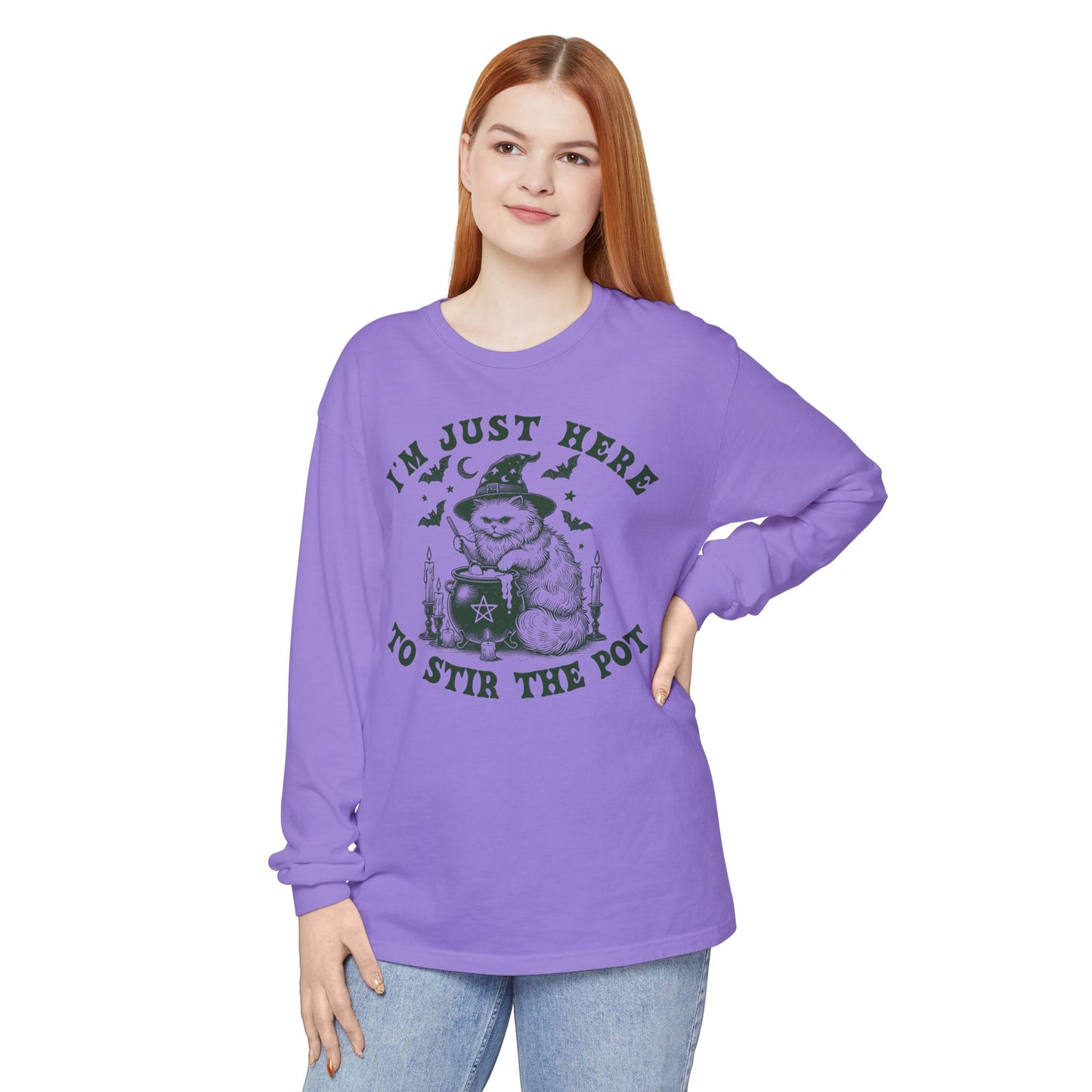 Cozy Witchy Long Sleeve T-Shirt, Halloween Tee, Gift for Friends, Unisex Graphic Shirt, Fun Casual Wear, Magical Humor Apparel