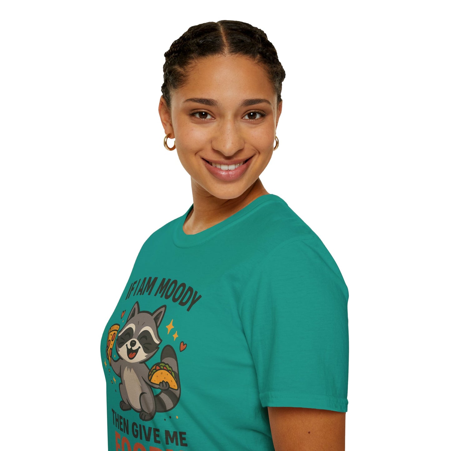 Funny Moody Raccoon T-Shirt - 'If I Am Moody Then Give Me Foody'