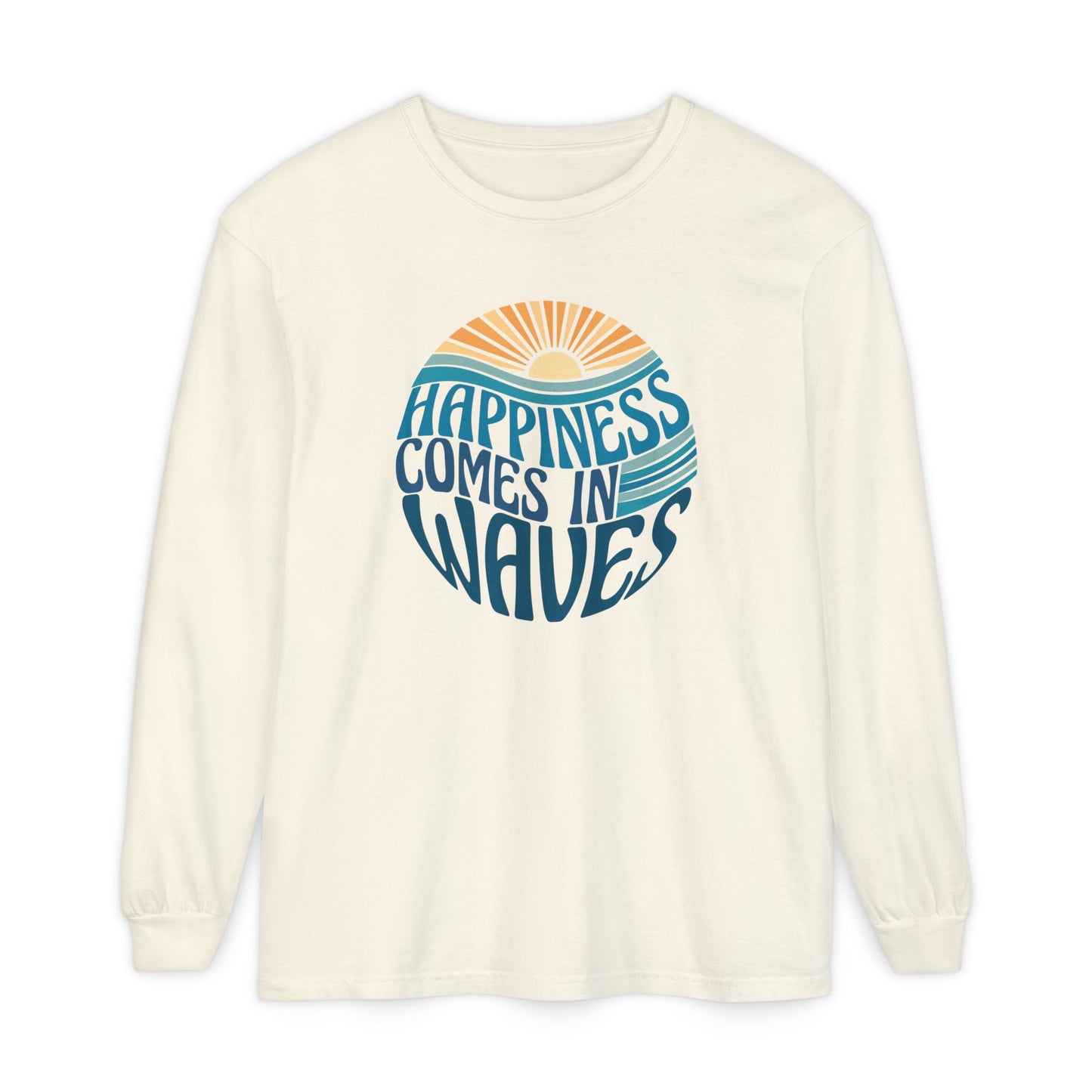 Happiness Comes in Waves Tee, Beachwear, Casual Outfit, Gift for Ocean Lovers, Summer Apparel
