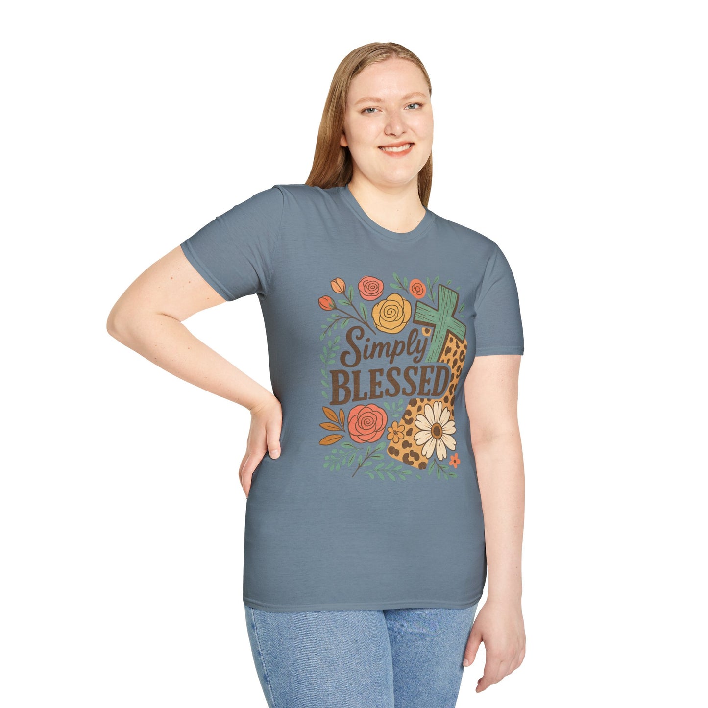Simply Blessed Unisex Softstyle T-Shirt, Faith Shirt, Casual Gift, Christian Apparel, Spring Fashion, Inspirational Tee