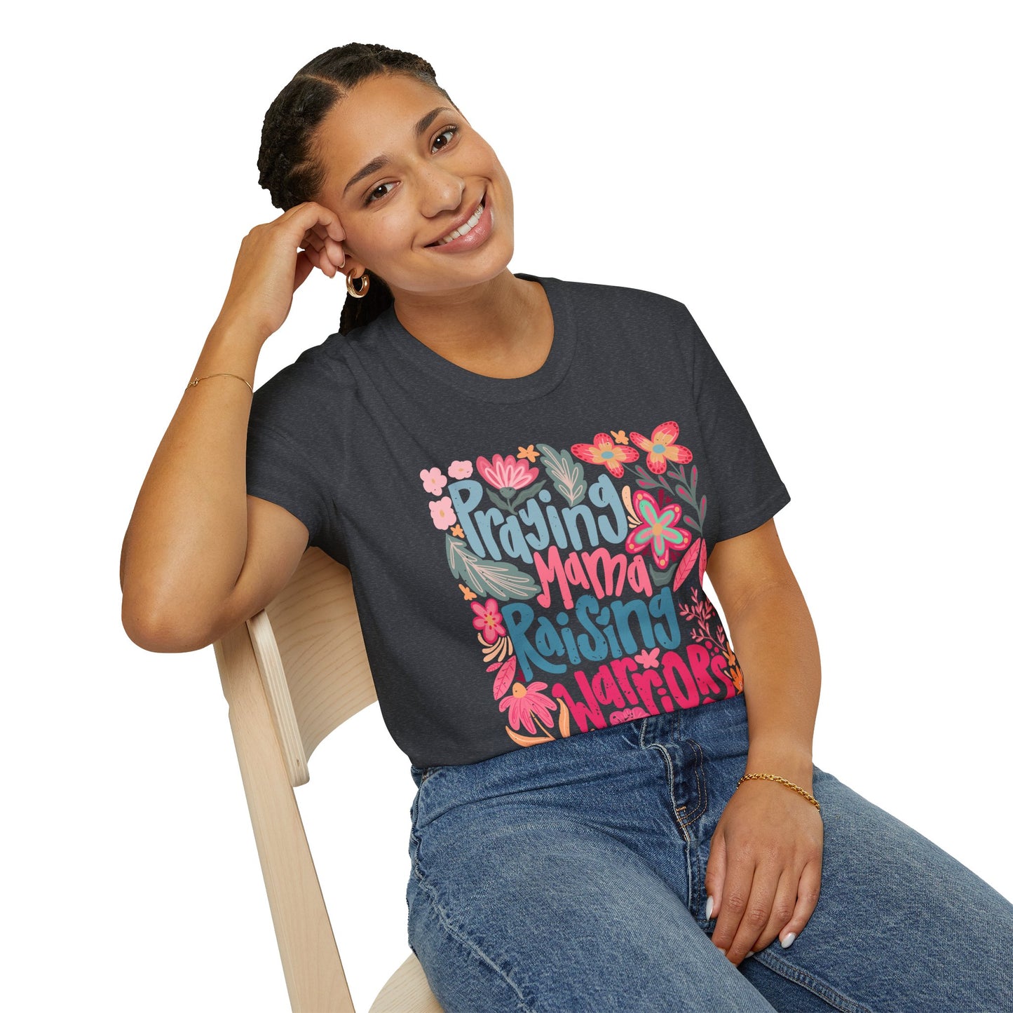 Praying Mama Raising Warriors T-Shirt | Unisex Softstyle Tee for Moms