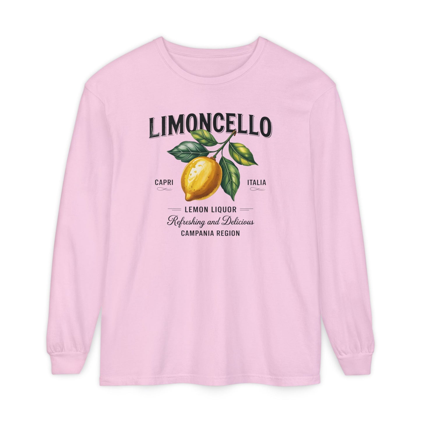 Limoncello Long Sleeve Tee, Easygoing Style, Perfect for Summer Gatherings, Gift for Lemon Lovers, Relaxed Fit T-Shirt