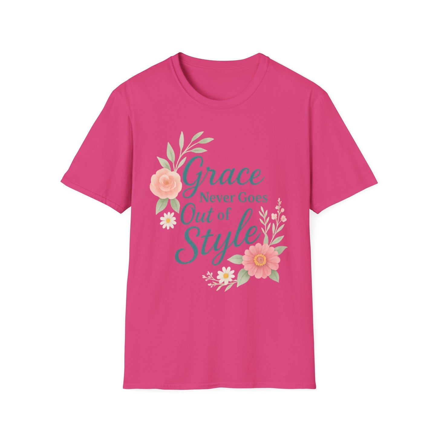 Grace Never Goes Out of Style - Floral Quote T-Shirt