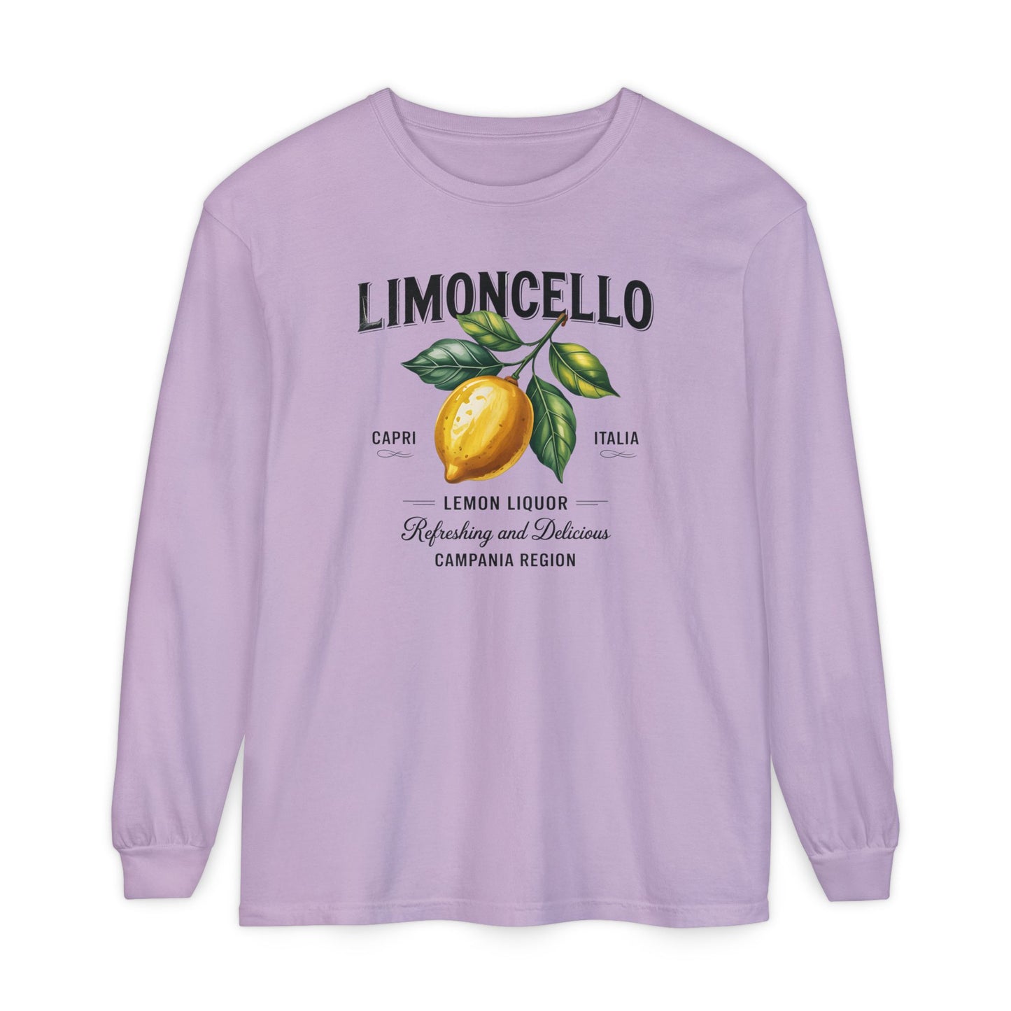 Limoncello Long Sleeve Tee, Easygoing Style, Perfect for Summer Gatherings, Gift for Lemon Lovers, Relaxed Fit T-Shirt
