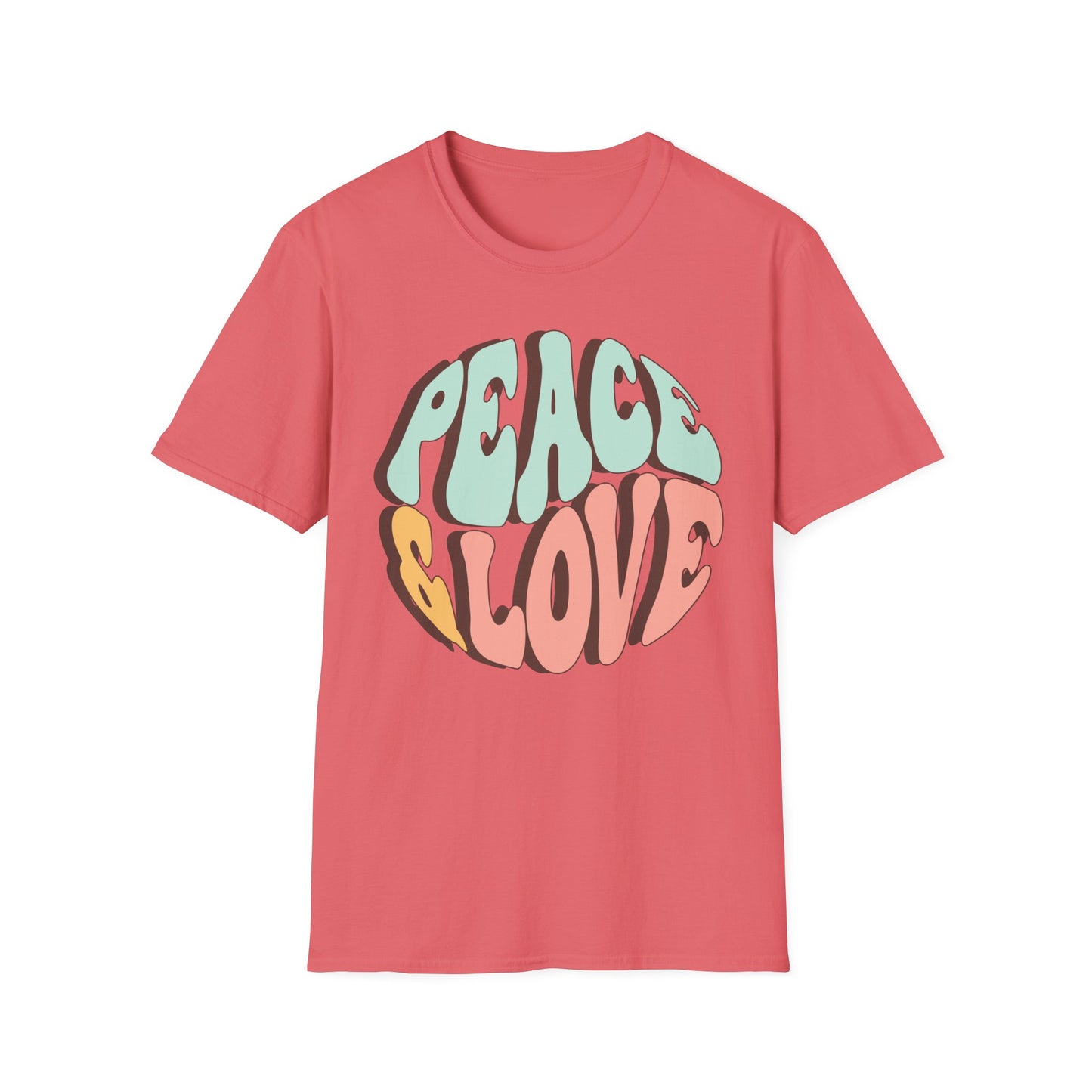 Peace & Love Unisex Softstyle T-Shirt - Retro Vibe for Casual Outings