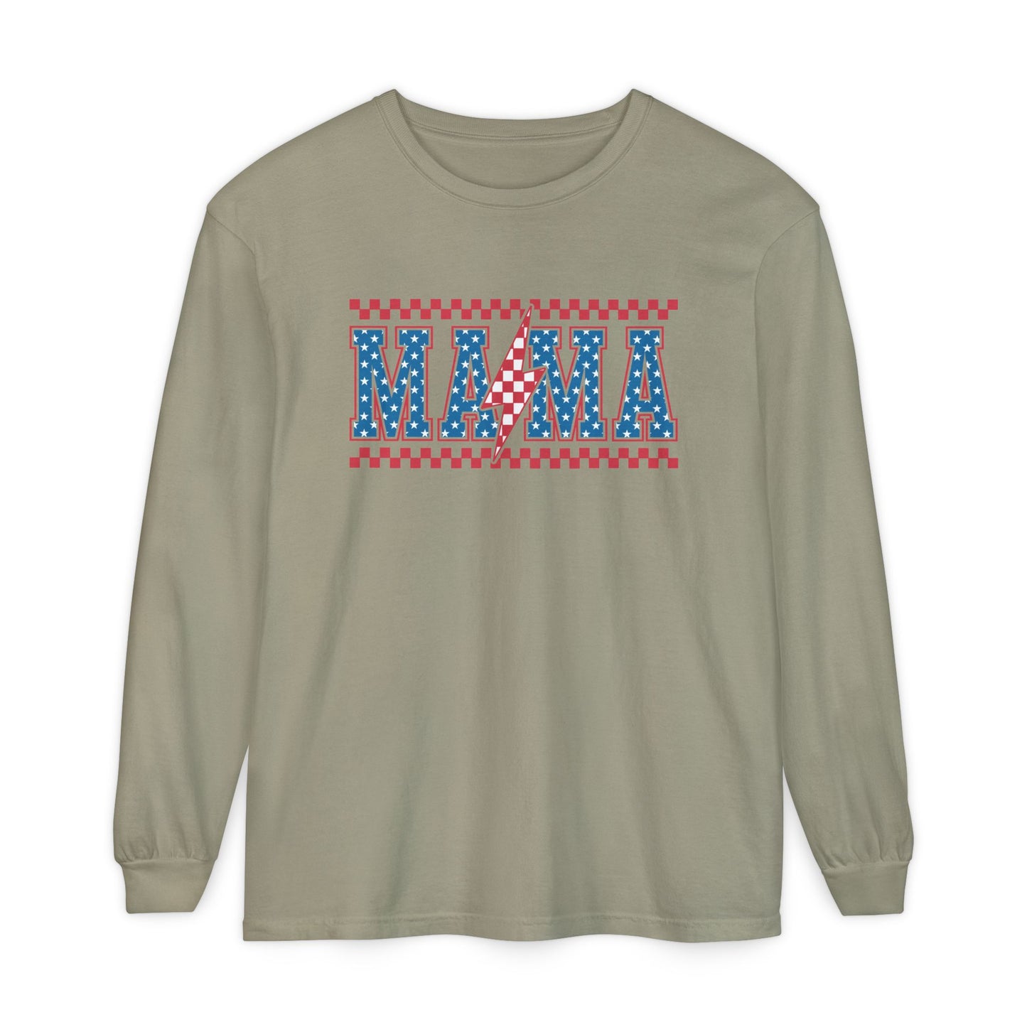 Unisex Long Sleeve T-Shirt, Festive Mama Top, Gift for Moms, Summer BBQ Shirt, Patriotic Apparel, Casual Everyday Wear