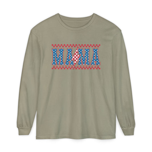 Unisex Long Sleeve T-Shirt, Festive Mama Top, Gift for Moms, Summer BBQ Shirt, Patriotic Apparel, Casual Everyday Wear
