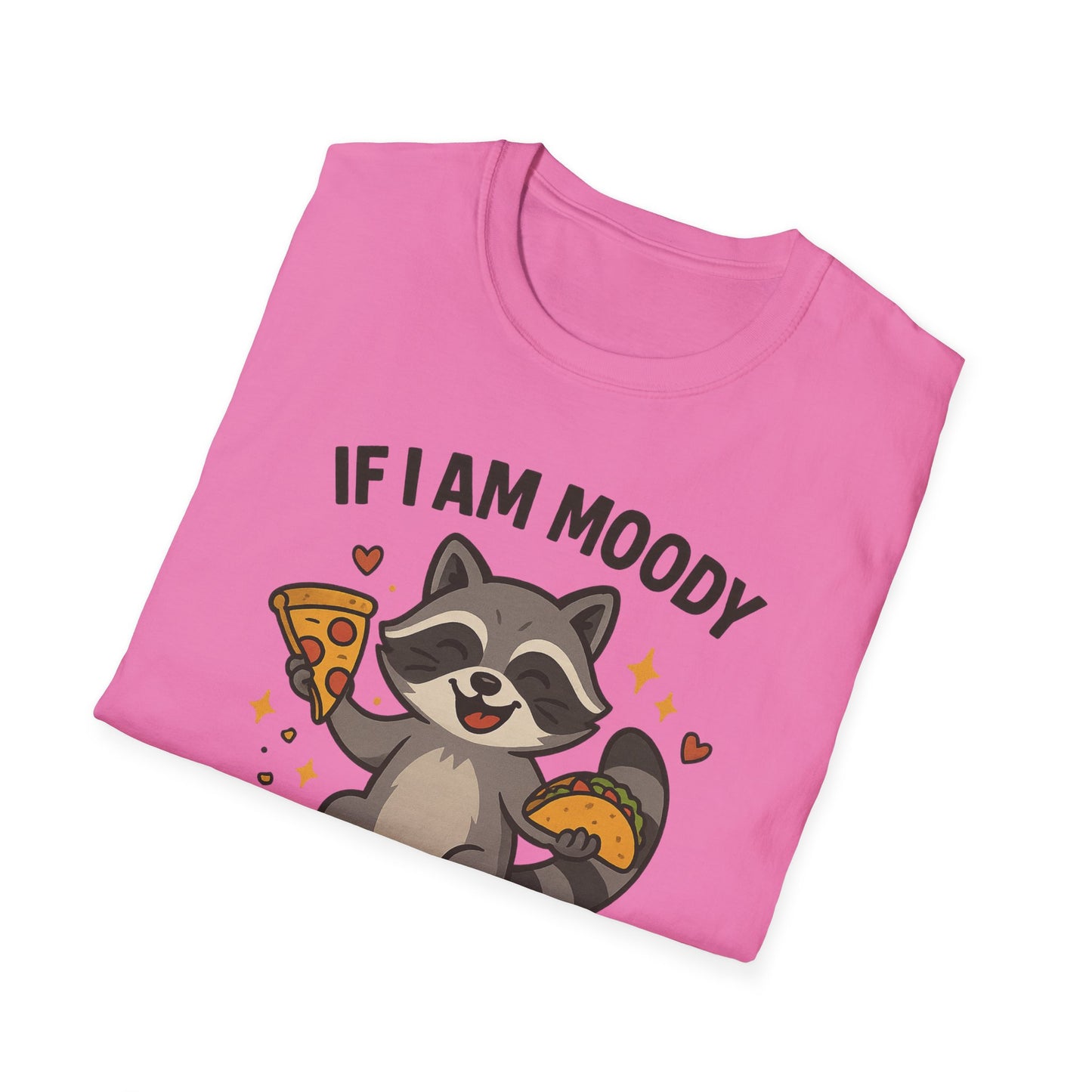Funny Moody Raccoon T-Shirt - 'If I Am Moody Then Give Me Foody'