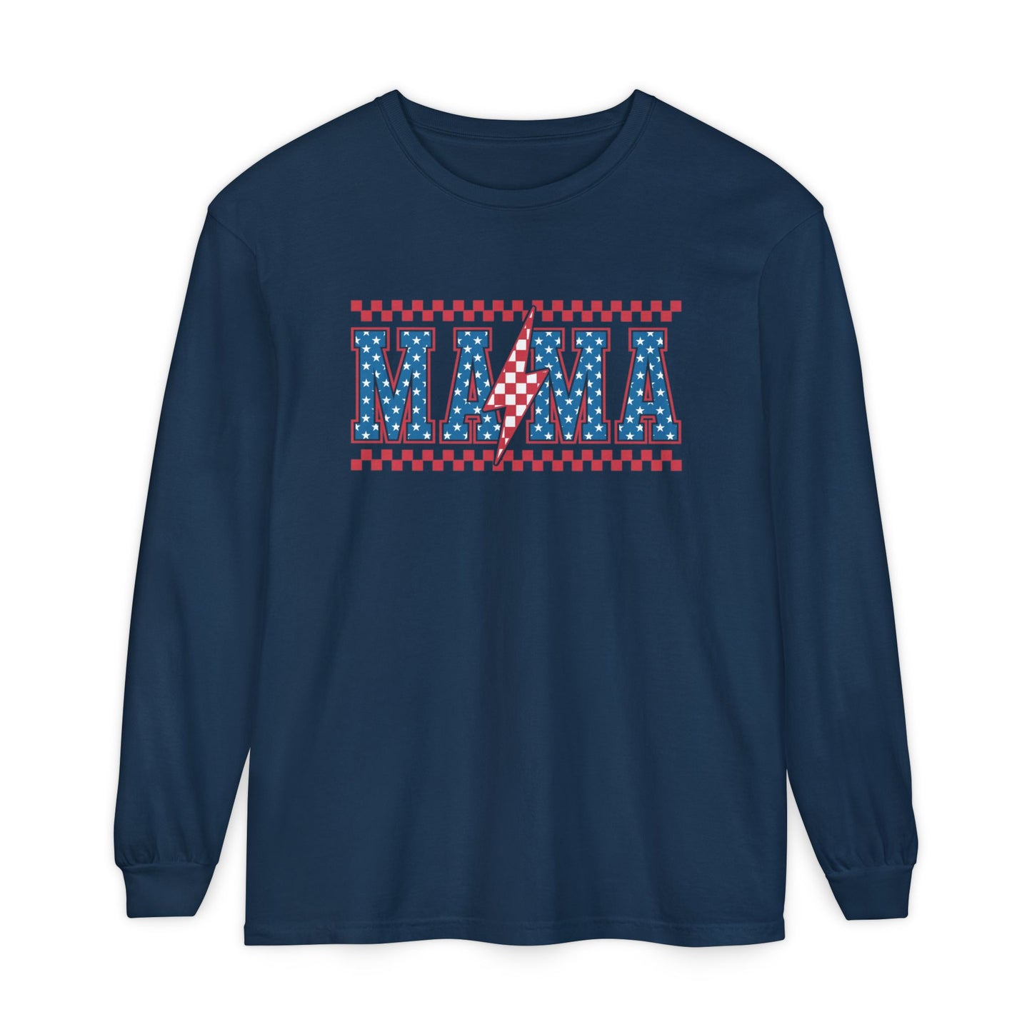 Unisex Long Sleeve T-Shirt, Festive Mama Top, Gift for Moms, Summer BBQ Shirt, Patriotic Apparel, Casual Everyday Wear