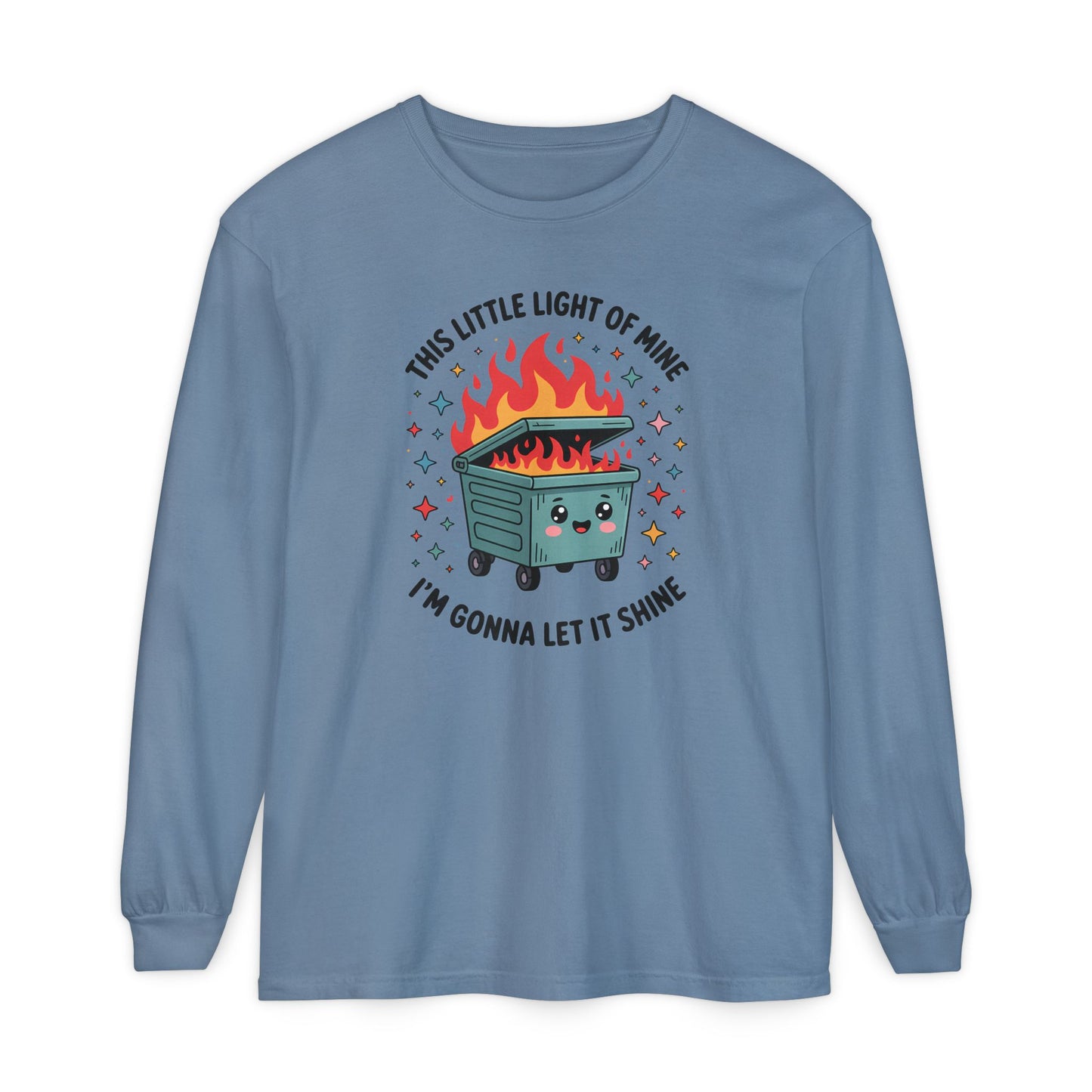 Cute Dumpster Fire Long Sleeve T-Shirt, Graphic Tee for Fun, Quirky Gift, Casual Outfit, Perfect for Summer, Lighthearted Apparel