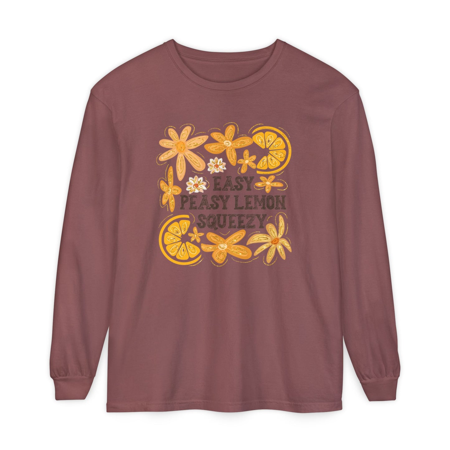 Easy Peasy Lemon Squeezy Long Sleeve T-Shirt, Unisex Apparel, Funny Graphic Tee, Gift for Citrus Lovers, Cozy Casual Wear