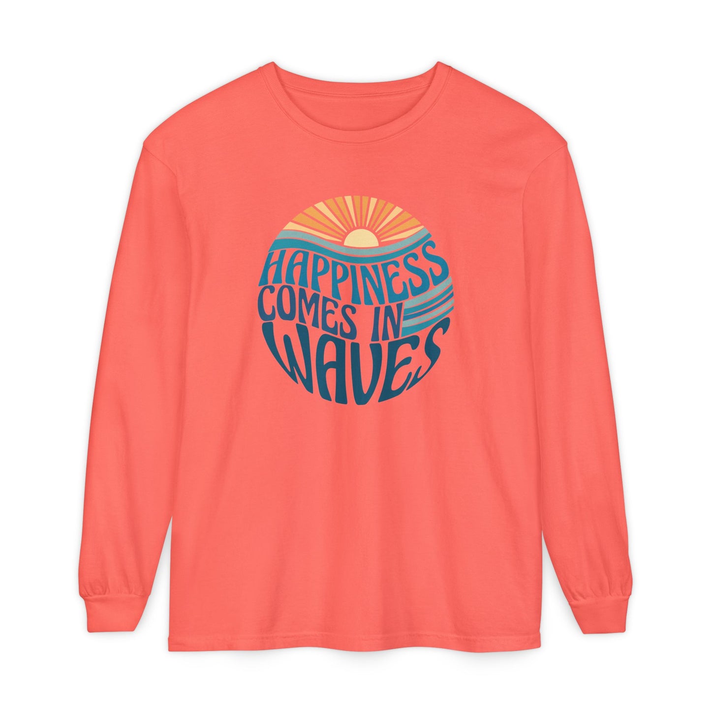 Happiness Comes in Waves Tee, Beachwear, Casual Outfit, Gift for Ocean Lovers, Summer Apparel