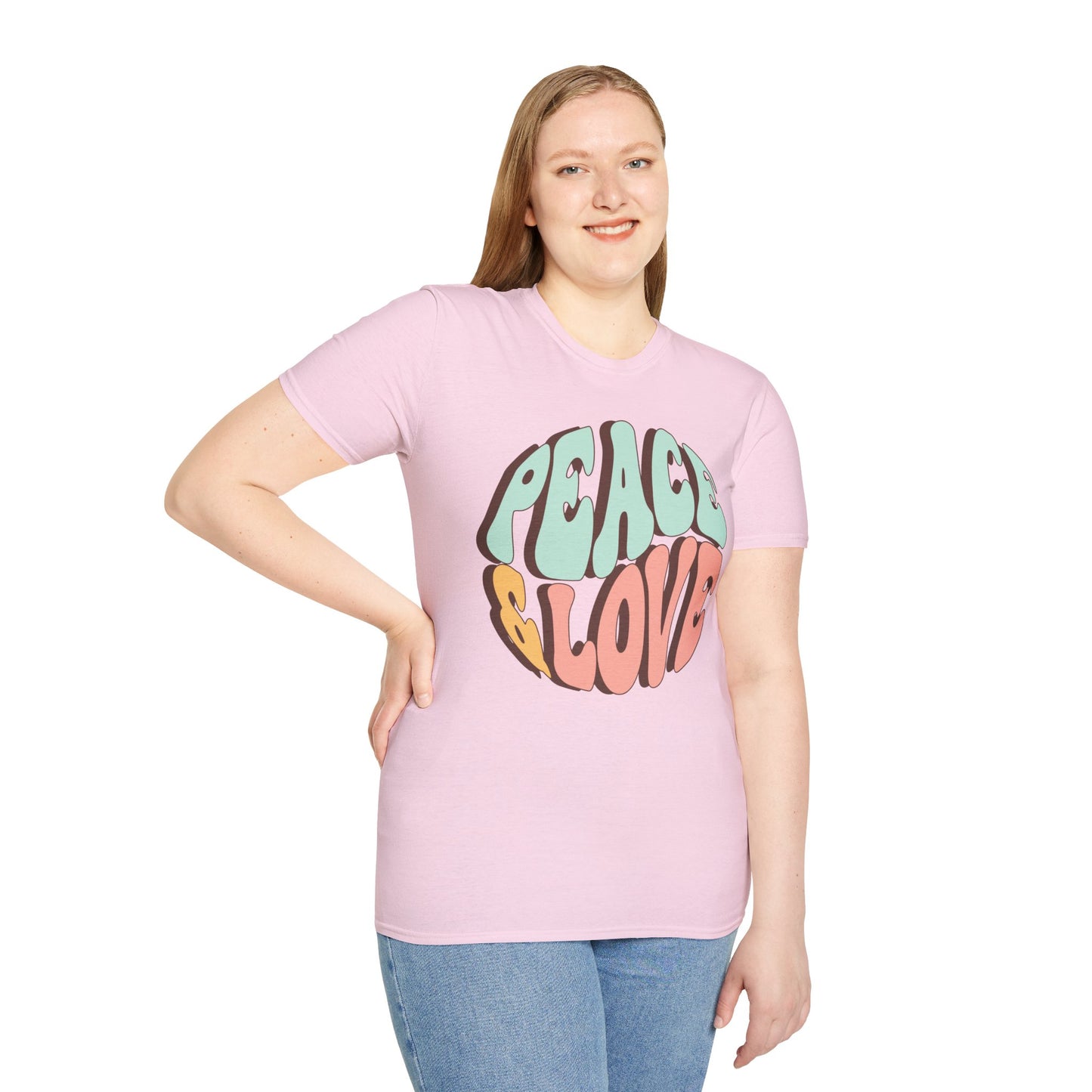 Peace & Love Unisex Softstyle T-Shirt - Retro Vibe for Casual Outings