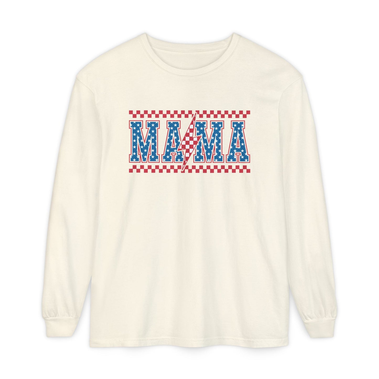 Unisex Long Sleeve T-Shirt, Festive Mama Top, Gift for Moms, Summer BBQ Shirt, Patriotic Apparel, Casual Everyday Wear